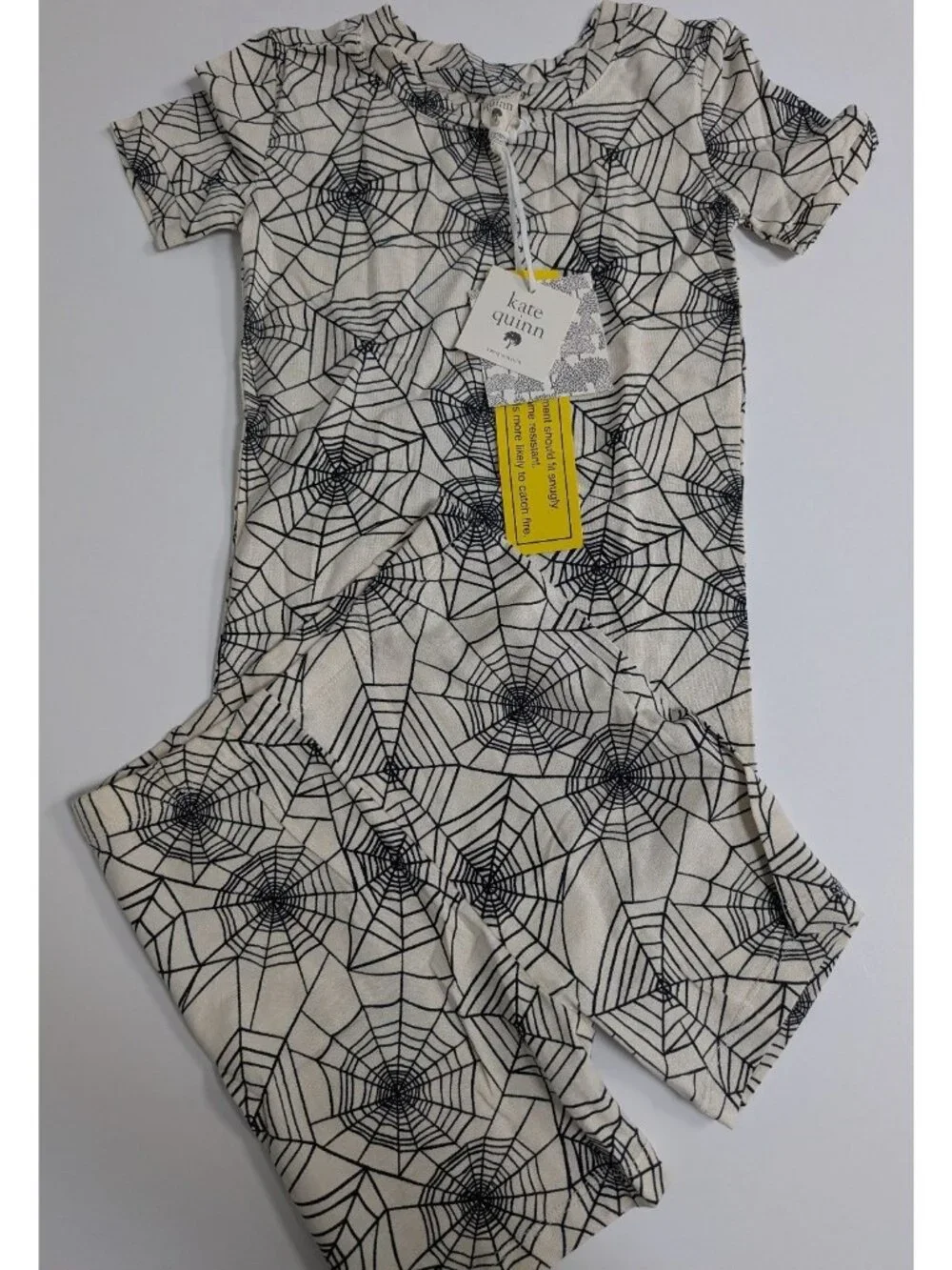 Kate Quinn Spiderweb PJs 6Y Shorts Pajamas Short Sleeve Tee Spooky Halloween